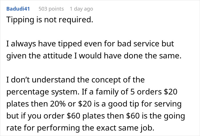 Comment discussing tipping culture and a man taking back his tip after a waitress shame incident. Comment discussing tipping culture and a man taking back his tip after a waitress shame incident.