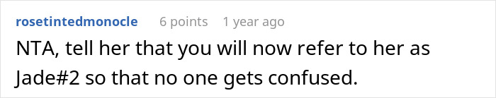 Screenshot of an online comment discussing a woman furious her partner won’t rename their cat for her. Screenshot of an online comment discussing a woman furious her partner won’t rename their cat for her.