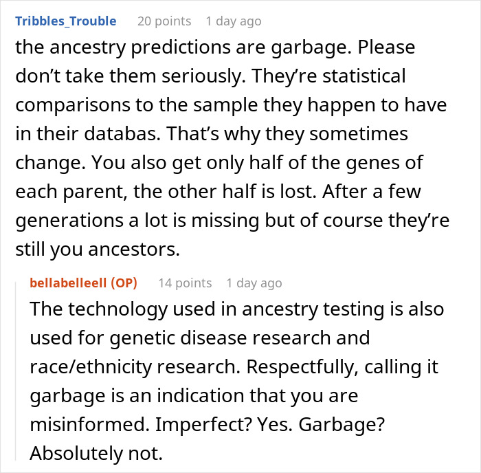 User comments debate the accuracy of ancestry predictions and the impact on understanding genetic heritage information. User comments debate the accuracy of ancestry predictions and the impact on understanding genetic heritage information.