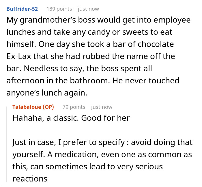 Reddit users share stories of adding menstrual blood to food as a method to prevent theft at work.