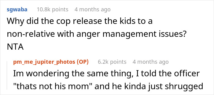 Screenshot of a Reddit conversation about a neighbor’s meltdown after calling cops on 2YO wandering streets alone. Screenshot of a Reddit conversation about a neighbor’s meltdown after calling cops on 2YO wandering streets alone.