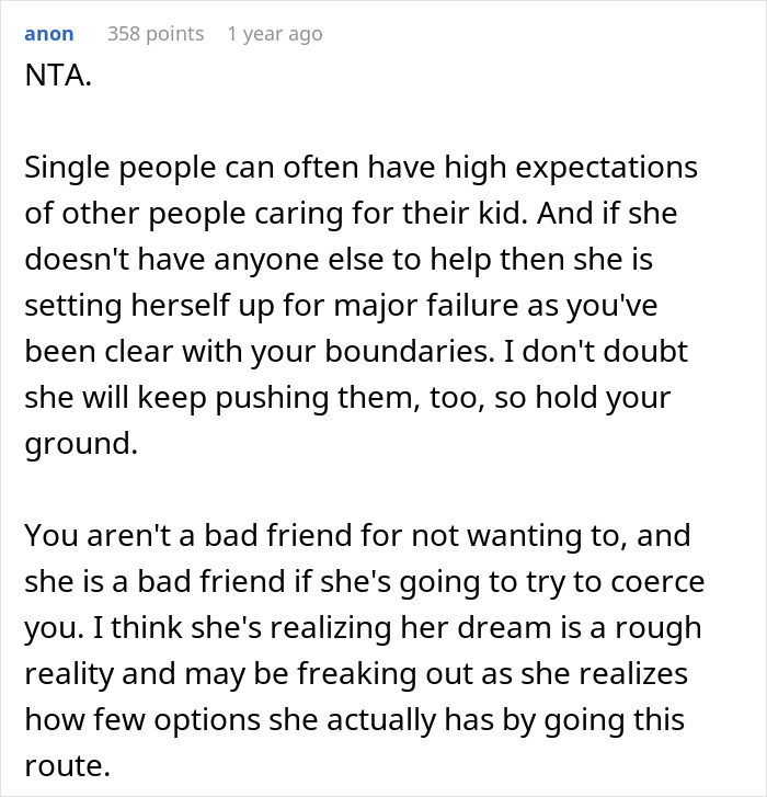 Text post discussing high expectations of single moms for babysitting help from friends and setting boundaries firmly. Text post discussing high expectations of single moms for babysitting help from friends and setting boundaries firmly.