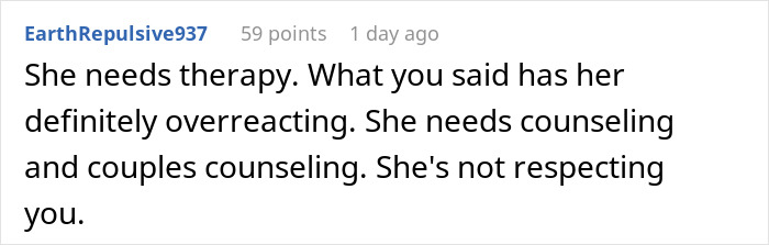 Comment on Reddit discussing wife filing for divorce after husband points out her weird traveling quirk causing relationship issues. Comment on Reddit discussing wife filing for divorce after husband points out her weird traveling quirk causing relationship issues.