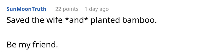 Man helps domestic violence victim escape while planting bamboo in perpetrator's garden as symbolic revenge gesture. Man helps domestic violence victim escape while planting bamboo in perpetrator's garden as symbolic revenge gesture.