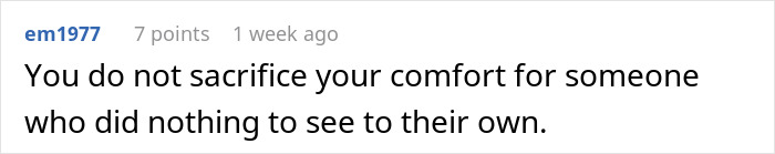 Comment text describing a man invading a woman’s space after she declines to swap seats, highlighting conflict in modern times.