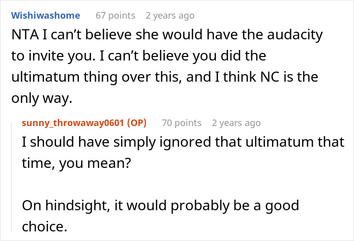 Screenshot of a Reddit conversation about a petty conflict where a woman begs friend to cut off guy.