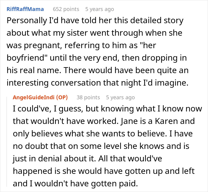 Screenshot of a Reddit conversation about a lady getting revenge on her sister’s bad ex by involving his wife. Screenshot of a Reddit conversation about a lady getting revenge on her sister’s bad ex by involving his wife.