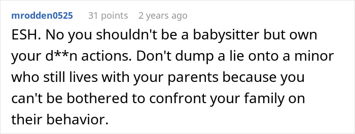 Comment on Reddit discussing someone sneakily swapping seats to avoid babysitting little sister during a trip. Comment on Reddit discussing someone sneakily swapping seats to avoid babysitting little sister during a trip.