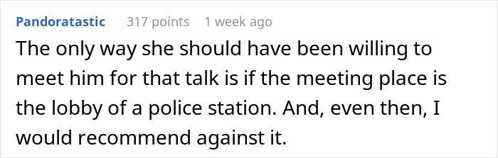 Screenshot of an online comment discussing a woman rethinking her relationship after a red-flag argument with her boyfriend. Screenshot of an online comment discussing a woman rethinking her relationship after a red-flag argument with her boyfriend.