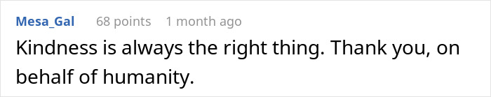 Comment on a social platform praising kindness, related to a quiet retiree passing and leaving his apartment.