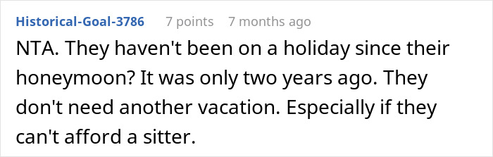 Screenshot of online comment discussing teen refusing to babysit step-siblings and parents having a meltdown. Screenshot of online comment discussing teen refusing to babysit step-siblings and parents having a meltdown.