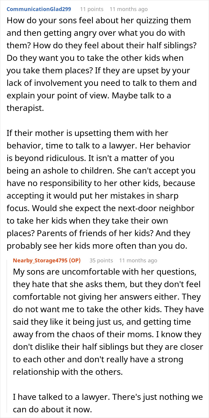 Text of online discussion about woman cheating on partner and conflicts over caring for children with other men. Text of online discussion about woman cheating on partner and conflicts over caring for children with other men.