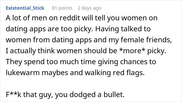 Reddit user discusses dating apps, women being picky, and avoiding bad dates after seeing red flags on the side of the road. Reddit user discusses dating apps, women being picky, and avoiding bad dates after seeing red flags on the side of the road.