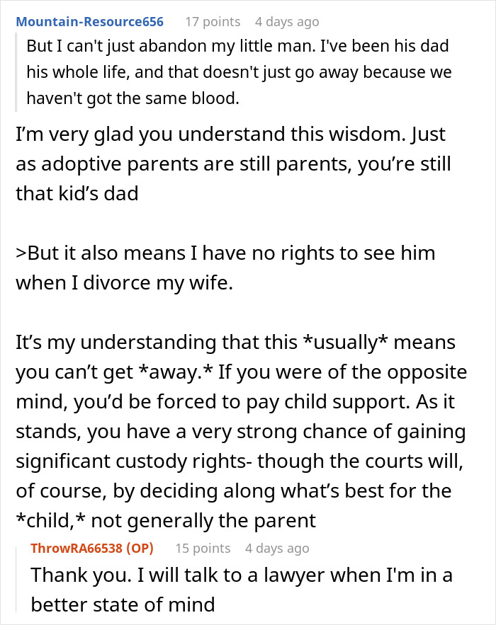 Comment discussing a dad ready to save his child’s life facing disheartening truth about custody and parental rights.