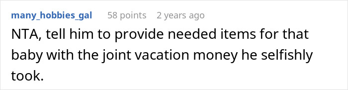Screenshot of a forum comment discussing a man canceling plans to go on a cycle trip instead of watching his daughter. Screenshot of a forum comment discussing a man canceling plans to go on a cycle trip instead of watching his daughter.