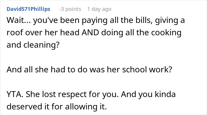 Comment discussing a man asking his ex to move out after breakup and her threat to drop out of school. Comment discussing a man asking his ex to move out after breakup and her threat to drop out of school.