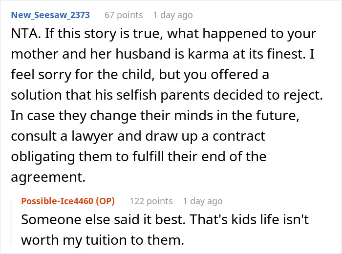 Reddit discussion about parents, kid care, and parenting with advice on handling selfish parents and legal agreements. Reddit discussion about parents, kid care, and parenting with advice on handling selfish parents and legal agreements.