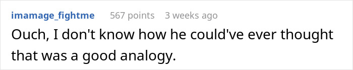 Comment reading Ouch, I don't know how he could've ever thought that was a good analogy in response to best man’s speech comparing groom’s choice to IKEA shopping.