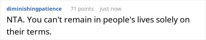 Screenshot of an online comment discussing boundaries after a gay man spends $1.3K to attend twin’s wedding. Screenshot of an online comment discussing boundaries after a gay man spends $1.3K to attend twin’s wedding.