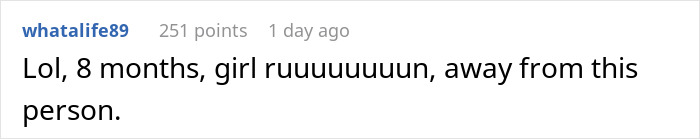 Screenshot of a Reddit comment about a man expecting his girlfriend to get his mom a Mother's Day gift after 8 months of dating. Screenshot of a Reddit comment about a man expecting his girlfriend to get his mom a Mother's Day gift after 8 months of dating.