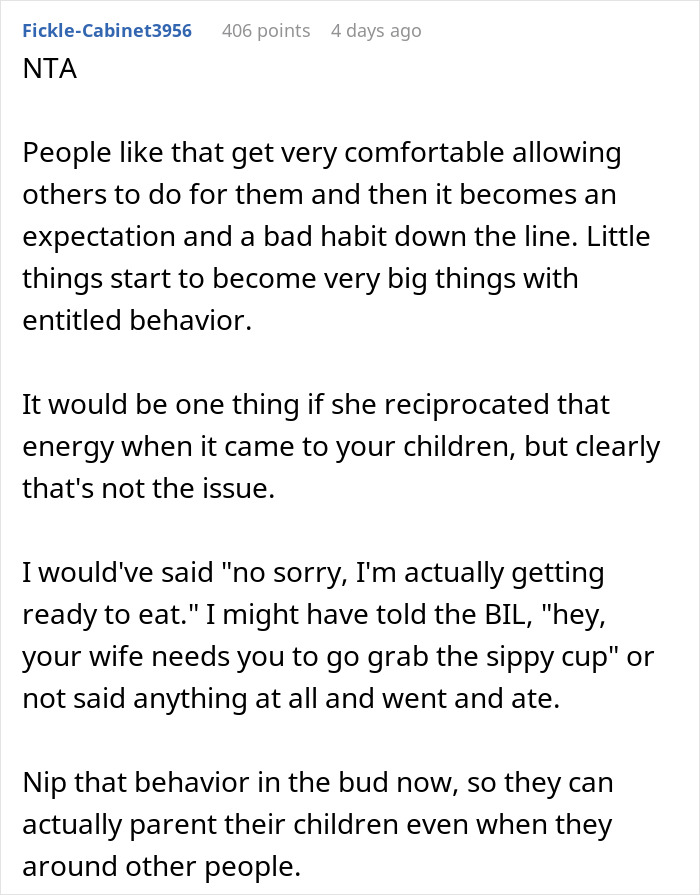 Comment text discussing SIL lounging and BIL running after her kid, highlighting entitlement and parenting dynamics. Comment text discussing SIL lounging and BIL running after her kid, highlighting entitlement and parenting dynamics.