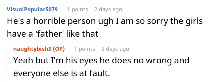 Screenshot of an online discussion about a man facing legal consequences as a deadbeat dad after refusing a wife’s favor. Screenshot of an online discussion about a man facing legal consequences as a deadbeat dad after refusing a wife’s favor.