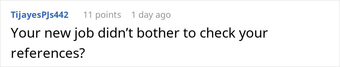 Comment on Reddit questioning if a new job bothered to check references after a person got laid off but pretended to still be employed. Comment on Reddit questioning if a new job bothered to check references after a person got laid off but pretended to still be employed.