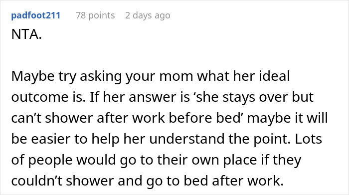 Reddit comment discussing confusion and drama over girlfriend not visiting in the mornings and involving his mom’s perspective. Reddit comment discussing confusion and drama over girlfriend not visiting in the mornings and involving his mom’s perspective.