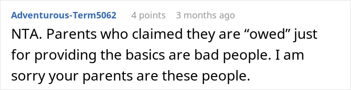 Comment on forum expressing support for a teen who refuses to sacrifice her future to fix parents’ financial mistakes.