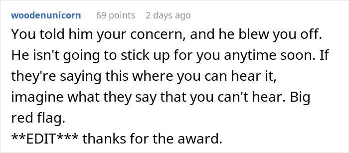 Screenshot of a comment discussing concerns about fiancé’s family calling her trial wife and warm-up at wedding. Screenshot of a comment discussing concerns about fiancé’s family calling her trial wife and warm-up at wedding.