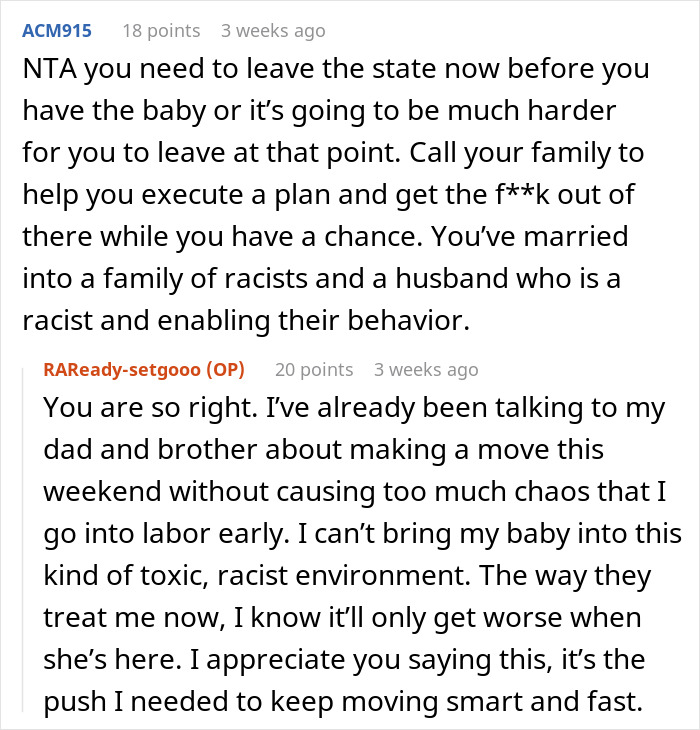 Comments discussing toxic family dynamics and racist behavior after a pregnant woman refuses to babysit niblings. Comments discussing toxic family dynamics and racist behavior after a pregnant woman refuses to babysit niblings.