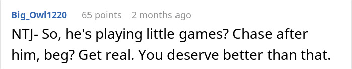 Screenshot of an online comment discussing a boyfriend who breaks up without warning and blocks contact.