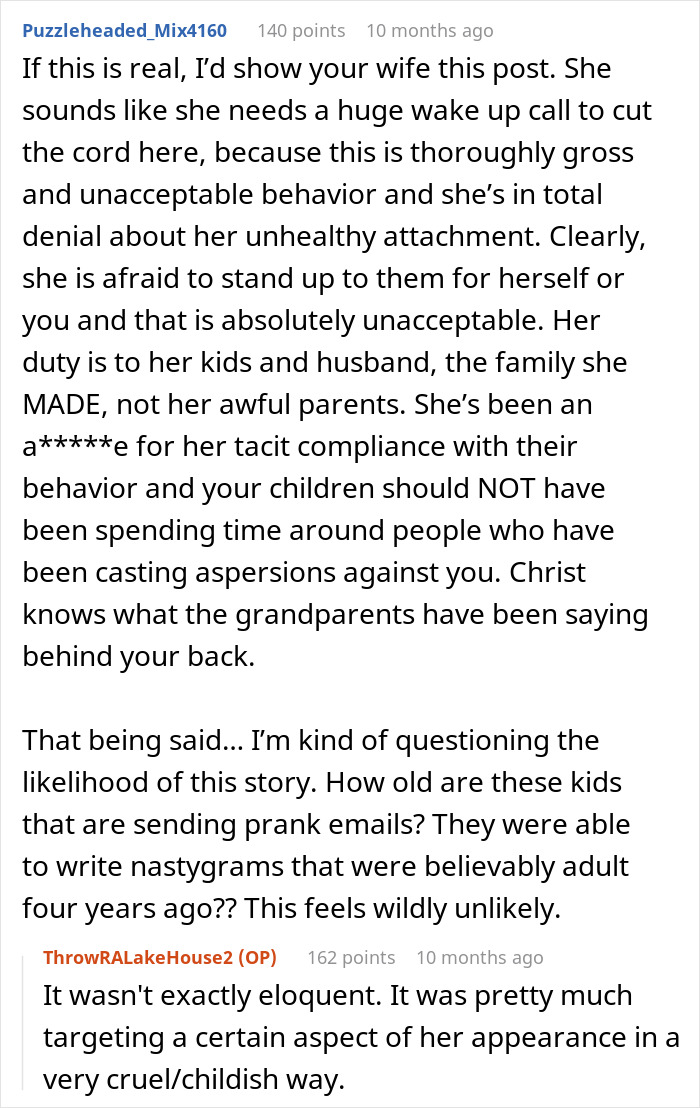 Online discussion about false accusation wife father, addressing family conflicts and unhealthy attachments in relationships.
