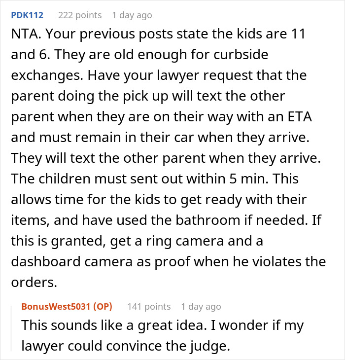Comment section discussing a lady refusing to let ex's stepkid use her bathroom, suspecting snooping intentions. Comment section discussing a lady refusing to let ex's stepkid use her bathroom, suspecting snooping intentions.