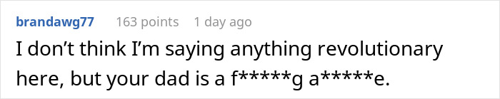 Comment on a discussion thread criticizing a dad struggling with his daughter and stepmom acceptance, mentioning fault in family issues. Comment on a discussion thread criticizing a dad struggling with his daughter and stepmom acceptance, mentioning fault in family issues.