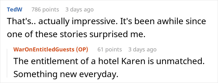 Screenshot of a conversation about Karen's kid pooping in a hotel pool and the entitlement of a hotel Karen.