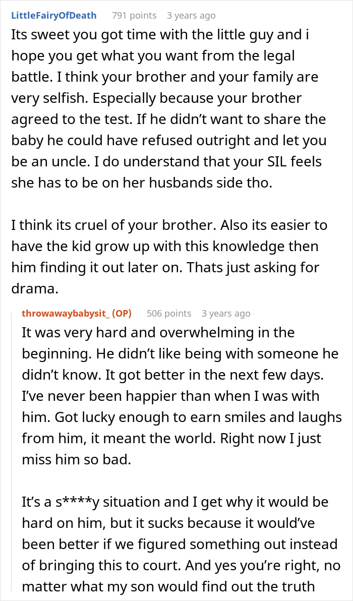 Reddit discussion about bio dad refusing babysit causing family drama and emotional challenges for everyone involved.