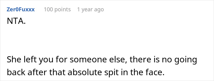 Screenshot of a forum comment explaining no going back after a wife leaves for affair partner causing a broken relationship. Screenshot of a forum comment explaining no going back after a wife leaves for affair partner causing a broken relationship.
