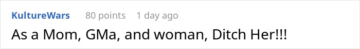 Comment text on a social media post expressing strong disapproval from a mom, grandmother, and woman. Comment text on a social media post expressing strong disapproval from a mom, grandmother, and woman.