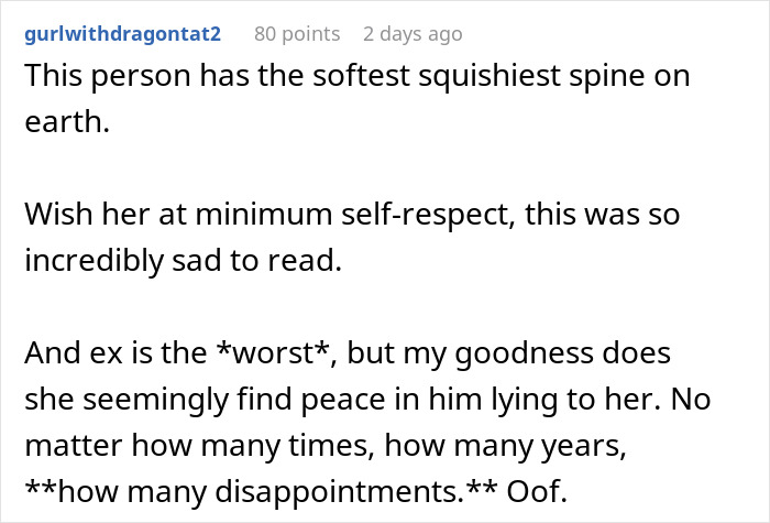 Text post from a user expressing sympathy about a man canceling plans to go on a cycle trip instead of watching his daughter. Text post from a user expressing sympathy about a man canceling plans to go on a cycle trip instead of watching his daughter.