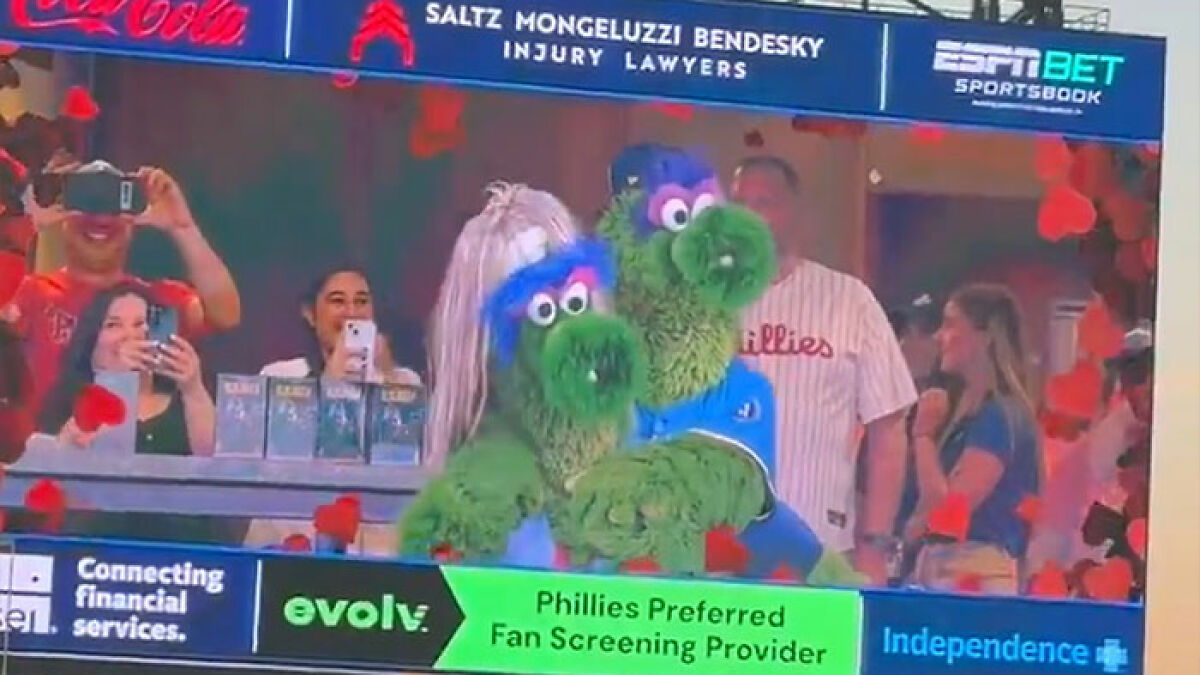 Mascot captured on Coldplay kiss cam at Phillies game, highlighting brands that made fun of CEO cheating scandal.