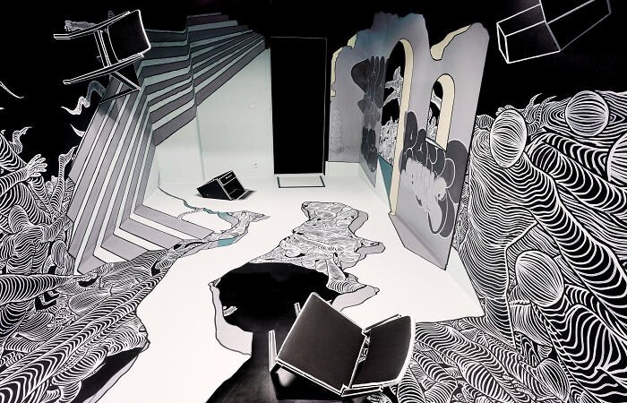 “Dialogue”: An Anamorphic Drawing Installation At The Purkutaide Exhibition In Helsinki, Finland