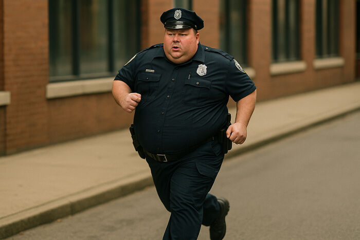 Police officer running on a city street responding to one of the weirdest calls first responders have encountered.