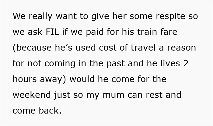 Text excerpt discussing grandpa skipping babysitting duty and causing frustration with his daughter-in-law over childcare. Text excerpt discussing grandpa skipping babysitting duty and causing frustration with his daughter-in-law over childcare.