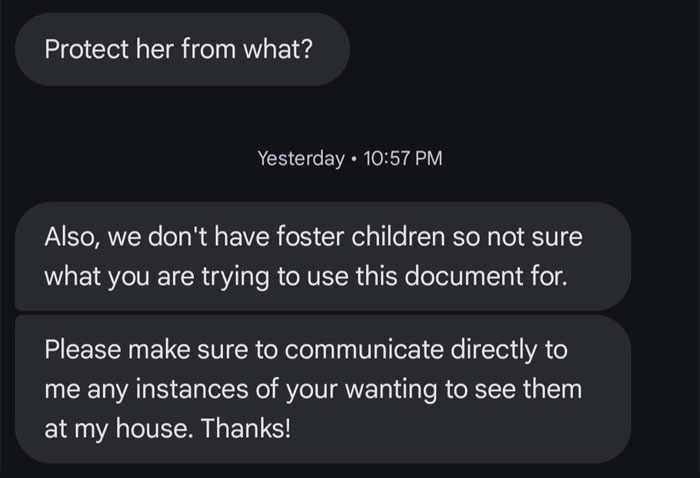 Text message conversation about concerns over 8-year-old staying at mom's boyfriend's house and family communication issues. Text message conversation about concerns over 8-year-old staying at mom's boyfriend's house and family communication issues.