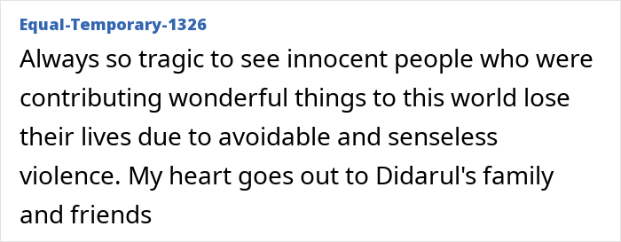 Text post expressing sadness over avoidable violence and condolences to the family of the fatally shot NYPD cop protecting others. Text post expressing sadness over avoidable violence and condolences to the family of the fatally shot NYPD cop protecting others.