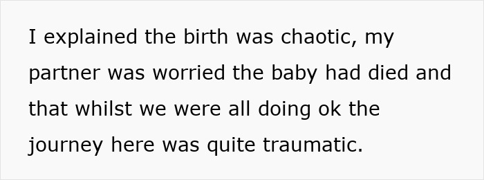 Text on screen showing a personal story about a chaotic birth and a traumatic journey afterward. Text on screen showing a personal story about a chaotic birth and a traumatic journey afterward.