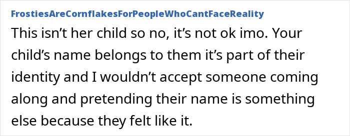 Online comment discussing MIL demands for a more Christian baby name and mom feeling very uncomfortable over identity issues.