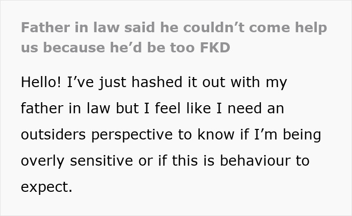 Text post about grandpa skipping babysitting duty for a party weekend, causing frustration with daughter-in-law. Text post about grandpa skipping babysitting duty for a party weekend, causing frustration with daughter-in-law.