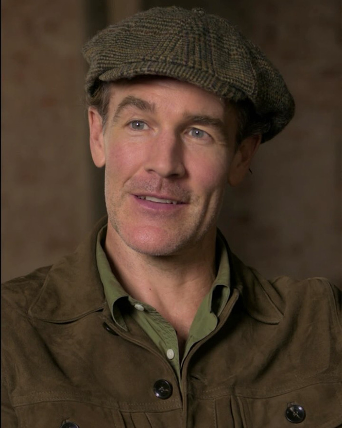 James Van Der Beek wearing a brown hat and jacket, sharing a difficult moment with kids during his cancer journey. James Van Der Beek wearing a brown hat and jacket, sharing a difficult moment with kids during his cancer journey.